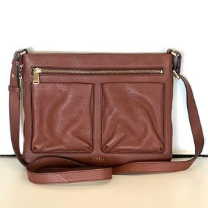 Fossil brown leather crossbody